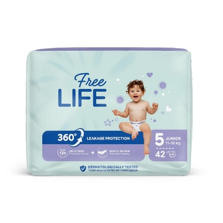 Pannolini Ontex Freelife Sirius Junior confezione da 42 pezzi per bambini 11-25 kg Pannolini Ontex Freelife Sirius Junior confezione da 42 pezzi per bambini 11-25 kg