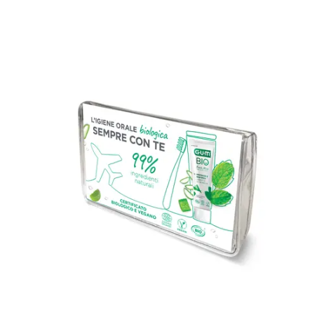 Sunstar Gum Travel Kit Bio con spazzolino, dentifricio e scovolino per igiene orale in viaggio