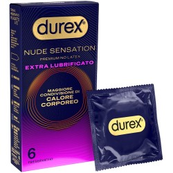 Durex Nude Sensation Regular Extra Lubrificato - Confezione da 6 preservativi ultrasottili