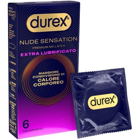 Durex Nude Sensation Regular Extra Lubrificato - Confezione da 6 preservativi ultrasottili