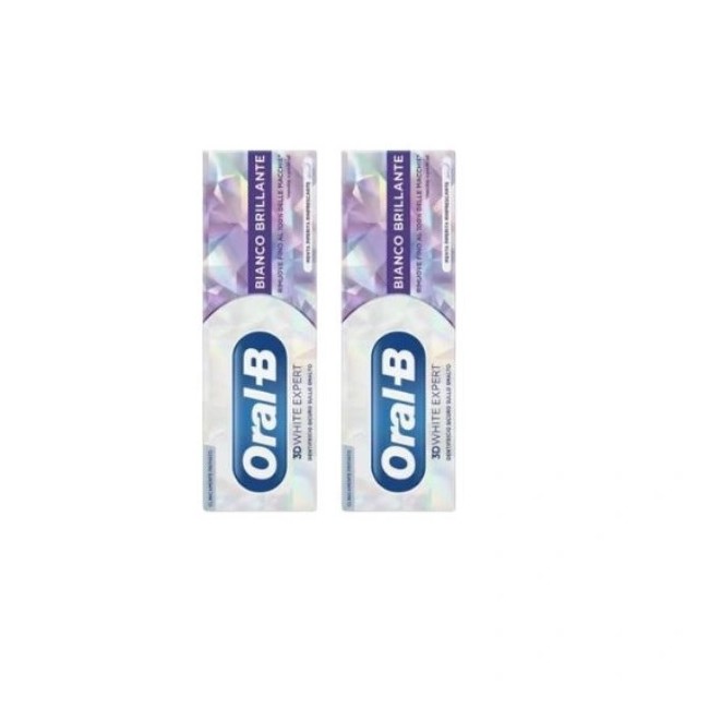 Dentifricio Oral-B 3D White Expert Bianco Brillante - Confezione doppia da 2 tubetti da 75ml Dentifricio Oral-B 3D White Expert Bianco Brillante - Confezione doppia da 2 tubetti da 75ml