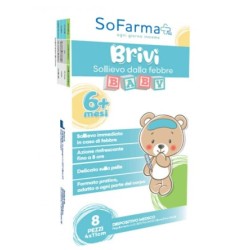 BRIVI Sollievo Febbre - Confezione da 8 cerotti rinfrescanti senza profumazione per febbre