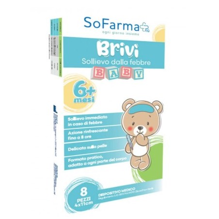 BRIVI Sollievo Febbre - Confezione da 8 cerotti rinfrescanti senza profumazione per febbre