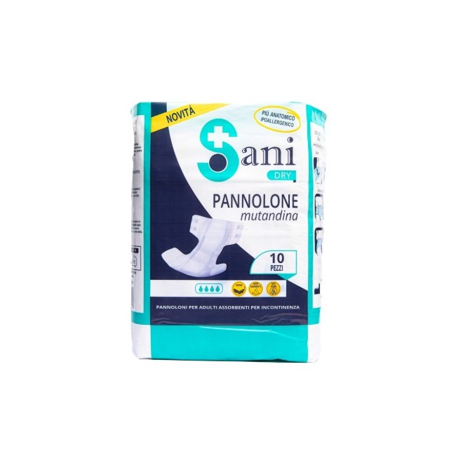 Sanifarma Sany Dry Pannolone Mutandina Incontinenza Taglia L con Sistema Fissaggio 10 Pezzi Sanifarma Sany Dry Pannolone Mutandina Incontinenza Taglia L con Sistema Fissaggio 10 Pezzi