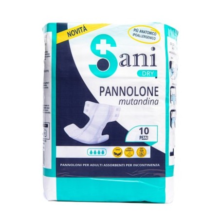 Sanifarma Sany Dry Pannolone Mutandina Incontinenza Taglia L con Sistema Fissaggio 10 Pezzi Sanifarma Sany Dry Pannolone Mutandina Incontinenza Taglia L con Sistema Fissaggio 10 Pezzi