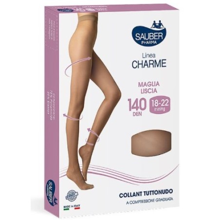 Collant a compressione graduata Sauber Charme 140 denari tuttonudo taglia media lunga Collant a compressione graduata Sauber Charme 140 denari tuttonudo taglia media lunga