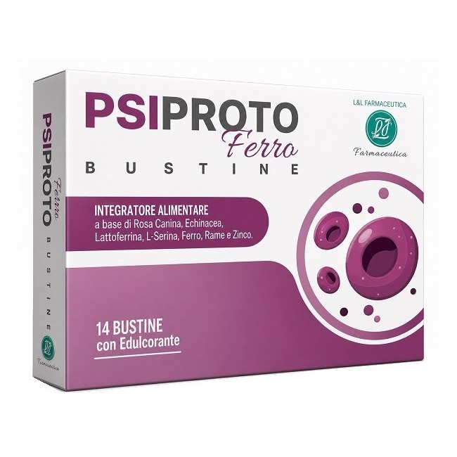 Psiproto Ferro 14 Bustine - Integratore di ferro con vitamine B e C ad alta tollerabilit&agrave;