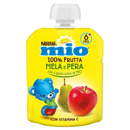 Nestlé Mio Pouch Omogeneizzato Mela Pera 90g per lo svezzamento del bambino Nestlé Mio Pouch Omogeneizzato Mela Pera 90g per lo svezzamento del bambino