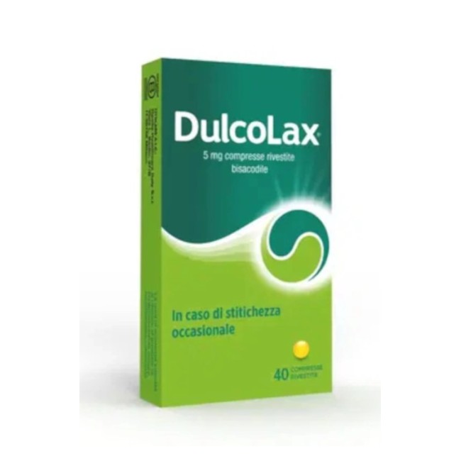 Dulcolax 5 mg confezione da 40 compresse rivestite con bisacodile per il trattamento della stitichezza occasionale e cronica
