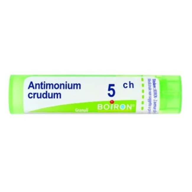 Boiron Antimonium Crudum 5CH - Tubo granuli omeopatici 4g per disturbi digestivi e cutanei Boiron Antimonium Crudum 5CH - Tubo granuli omeopatici 4g per disturbi digestivi e cutanei