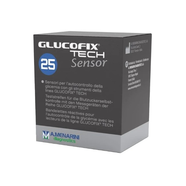 Menarini Strisce Misurazione Glicemia Glucofix Tech Sensor 25 Pezzi