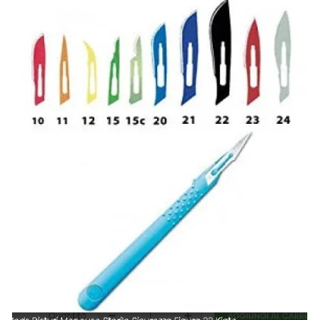 Bisturi monouso sterile Farmac-zabban Meds con sistema di sicurezza, lama figura 22 Kiato Bisturi monouso sterile Farmac-zabban Meds con sistema di sicurezza, lama figura 22 Kiato
