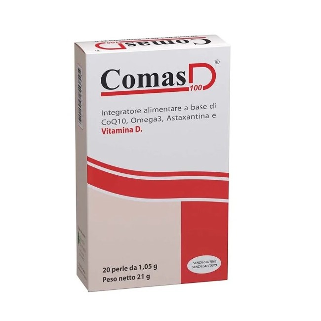 Iuvenilia Biopharma Comas D 100 - Integratore Coenzima Q10 per il cuore, confezione 20 perle