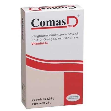 Iuvenilia Biopharma Comas D 100 - Integratore Coenzima Q10 per il cuore, confezione 20 perle