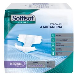 Pannolino Mutandina Air Dry Soffisof Maxi M - Protezione e comfort per incontinenza - 15 pezzi