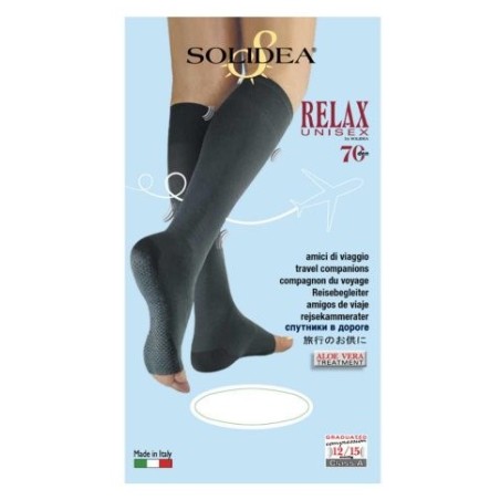 Solidea Relax Unisex 70 Punta Aperta Nero L - Calze a compressione graduata per il benessere gambe