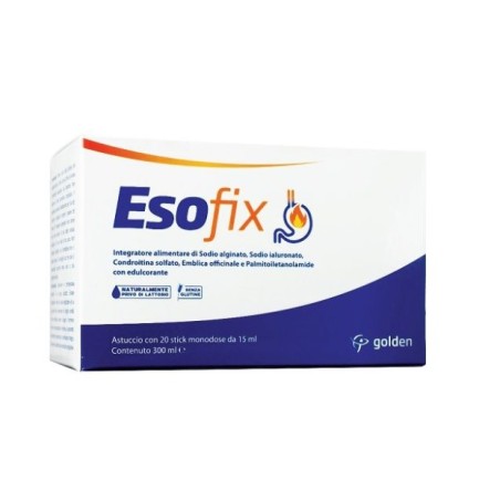 Golden Pharma Esofix 20 Stick Monodose 15 Ml per il benessere digestivo e reflusso gastroesofageo