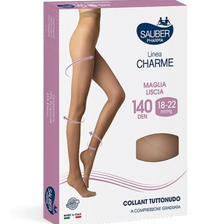 Collant a compressione graduata Sauber Charme 140 denari tuttonudo nero taglia ML Collant a compressione graduata Sauber Charme 140 denari tuttonudo nero taglia ML