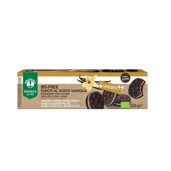 Probios Bis Free - Biscotti biologici farciti alla vaniglia senza glutine e lattosio 125g Probios Bis Free - Biscotti biologici farciti alla vaniglia senza glutine e lattosio 125g