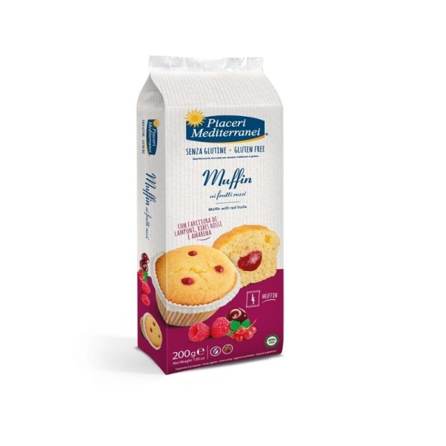 Muffin Frutti Rossi Senza Glutine Eurospital Piaceri Mediterranei 200g per celiaci