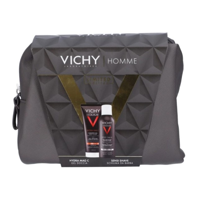 Vichy Homme Pochette Natale 2025 con gel doccia e schiuma da barba per uomo