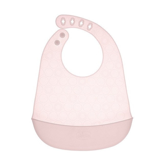 Chicco Easy Roll Bib Bavaglino In Silicone Con Tasca Rosa