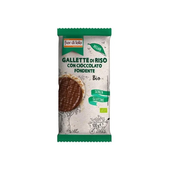 Biotobio Fior Di Loto Gallette di Riso con Cioccolato Fondente Bio 100g - Snack biologico croccante Biotobio Fior Di Loto Gallette di Riso con Cioccolato Fondente Bio 100g - Snack biologico croccante