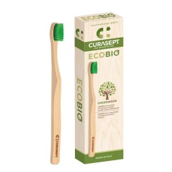Curasept Spazzolino Morbido con Manico in Legno Naturale per Igiene Orale Delicata ed Ecologica