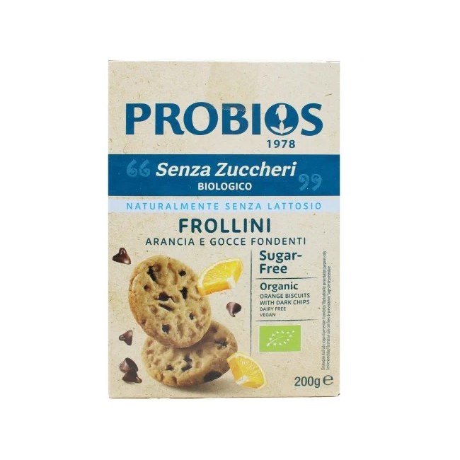 Probios Frollini Arancia e Cioccolato Senza Zuccheri - Biscotti biologici 200g