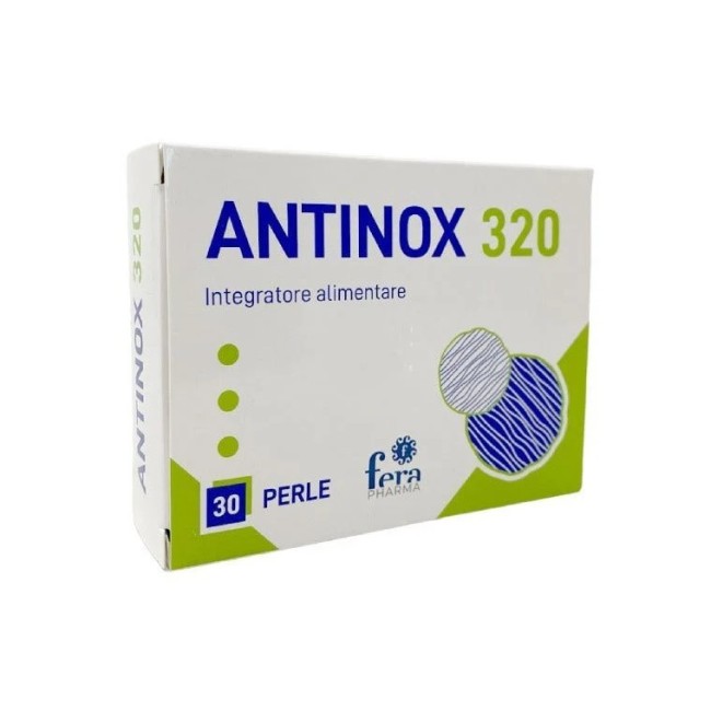 Fera Pharma Antinox 320 integratore antiossidante con Coenzima Q10, confezione da 30 perle Fera Pharma Antinox 320 integratore antiossidante con Coenzima Q10, confezione da 30 perle