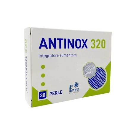 Fera Pharma Antinox 320 integratore antiossidante con Coenzima Q10, confezione da 30 perle Fera Pharma Antinox 320 integratore antiossidante con Coenzima Q10, confezione da 30 perle