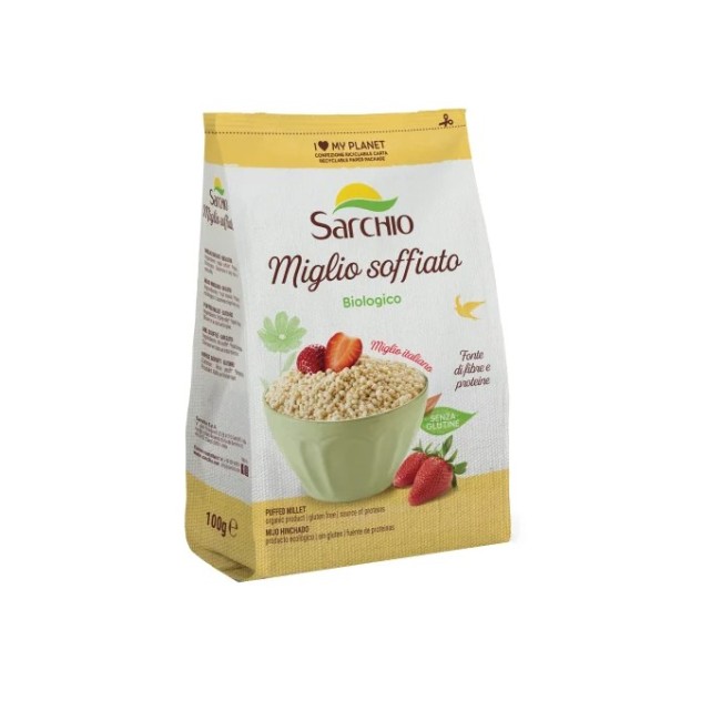 Sarchio Miglio Soffiato 100g - Cereale biologico senza glutine croccante per colazione Sarchio Miglio Soffiato 100g - Cereale biologico senza glutine croccante per colazione