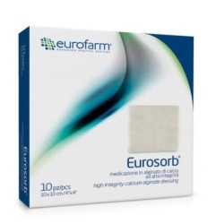 Eurofarm Eurosorb - Medicazione alginato di calcio 5x5cm, confezione da 10 compresse sterili