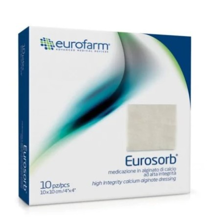 Eurofarm Eurosorb - Medicazione alginato di calcio 5x5cm, confezione da 10 compresse sterili Eurofarm Eurosorb - Medicazione alginato di calcio 5x5cm, confezione da 10 compresse sterili