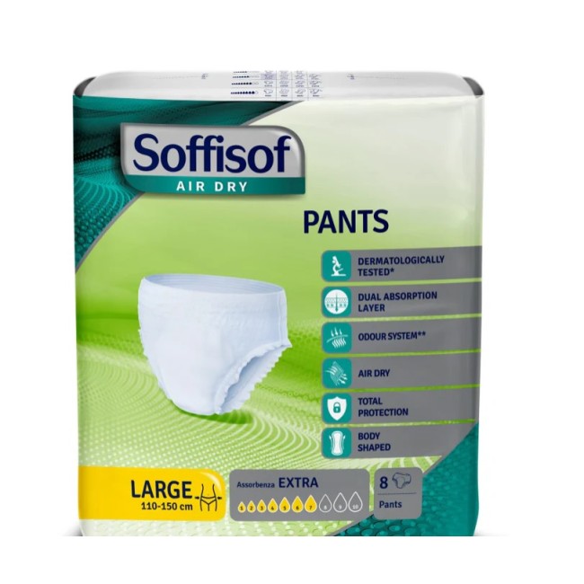 Silc Pannolone Incontinenza Soffisof Air Dry Pants Extra Large - Confezione da 8 pezzi Silc Pannolone Incontinenza Soffisof Air Dry Pants Extra Large - Confezione da 8 pezzi
