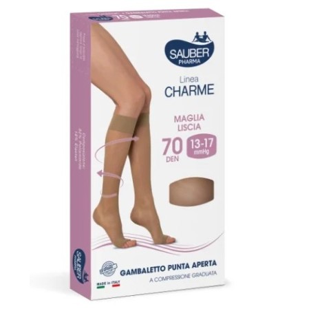 Desa Pharma Sauber Gambaletto Open Toe 70 Denari Maglia Liscia Neutro Beige Taglia 2