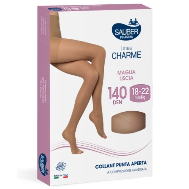Desa Pharma Sauber Collant Open Toe 140 Denari Maglia Liscia Nero Taglia 5