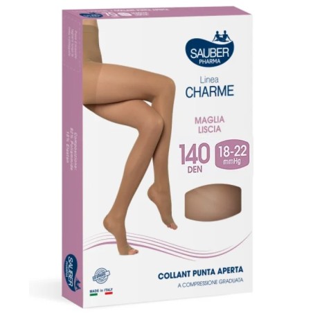 Desa Pharma Sauber Collant Open Toe 140 Denari Maglia Liscia Nero Taglia 5
