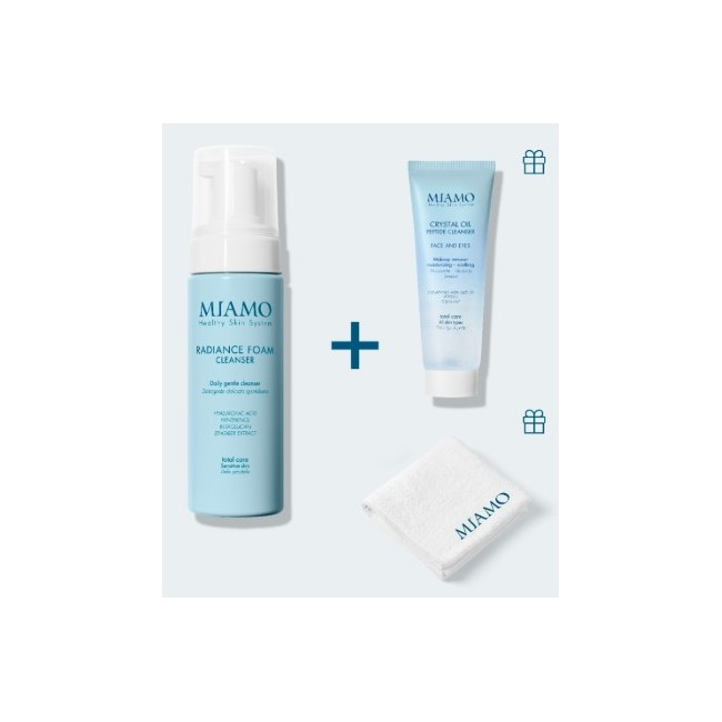 Miamo - Miamo Cofanetto Detersione Illuminante 1 Radiance Foam 150 Ml + 1 Crystal Oil Peptide Cleanser 50ml + 1 Omaggio Lavette