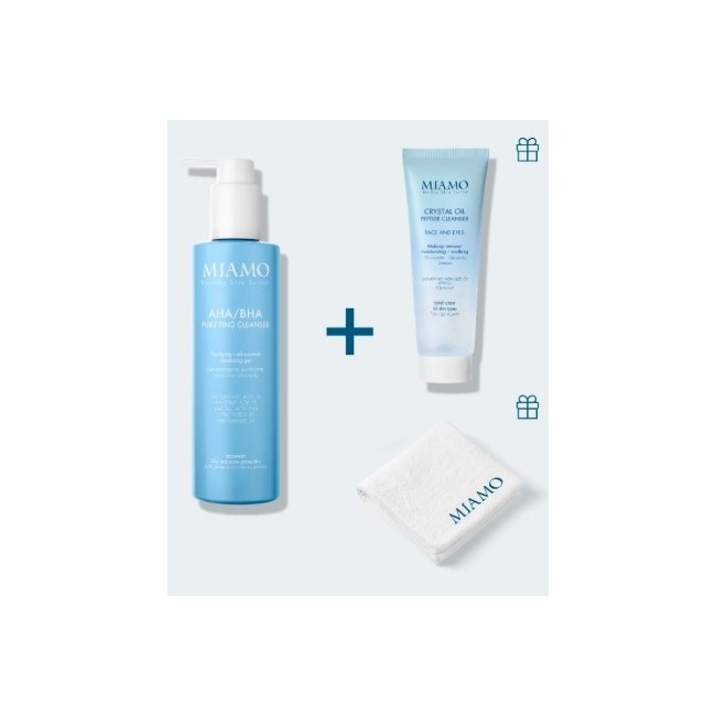 Miamo Cofanetto Detersione Anti Imperfezione 1 Aha/bha Purifying Cleanser 250 Ml + 1 Crystal Oil Peptide Cleanser 50 Ml