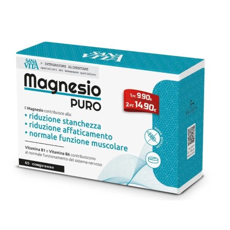 Magnesio Puro Sanavita 45 compresse per energia e benessere muscolare quotidiano Magnesio Puro Sanavita 45 compresse per energia e benessere muscolare quotidiano