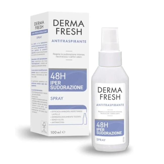 Dermafresh 48h Ipersudorazione Spray protezione efficace contro sudore eccessivo 100ml Dermafresh 48h Ipersudorazione Spray protezione efficace contro sudore eccessivo 100ml