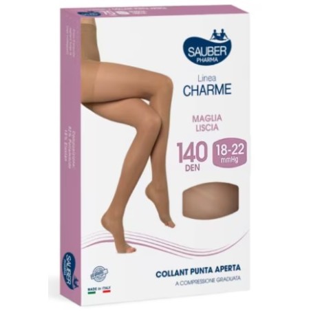 Desa Pharma Sauber Collant Open Toe 140 Denari Maglia Liscia Nero Taglia 4