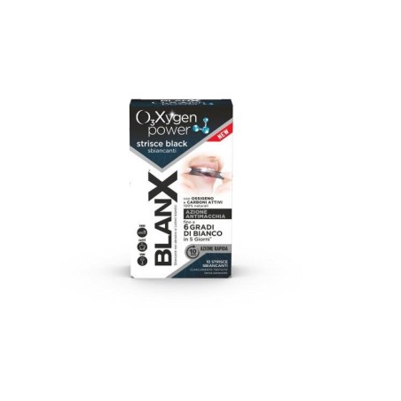 Blanx O3x Strisce Black 5 Pezzi - Strisce sbiancanti al carbone attivo per denti bianchi