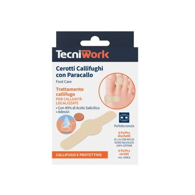 Cerotto callifugo Tecniwork per calli e duroni 12 pezzi protezione e sollievo immediato Cerotto callifugo Tecniwork per calli e duroni 12 pezzi protezione e sollievo immediato
