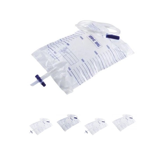 Sacca Urina Guacci 2 Litri Con Valvola Di Non Ritorno Rubinetto Drenaggio Inferiore Tubo 130 Cm 30 Pezzi