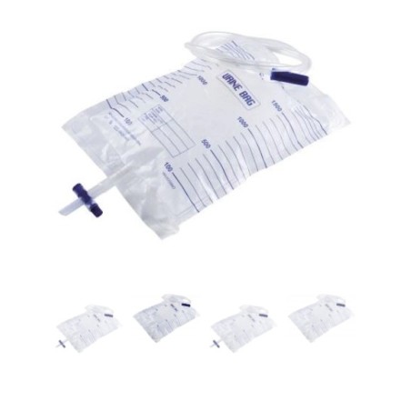 Sacca Urina Guacci 2 Litri Con Valvola Di Non Ritorno Rubinetto Drenaggio Inferiore Tubo 130 Cm 30 Pezzi
