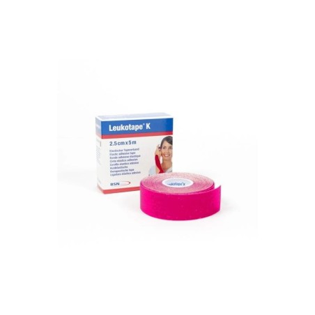 Essity Benda Adesiva Leukotape K Per Taping Fisioterapico Larghezza 2,5 Cm Lunghezza 5 M Colore Rosa In Rotolo