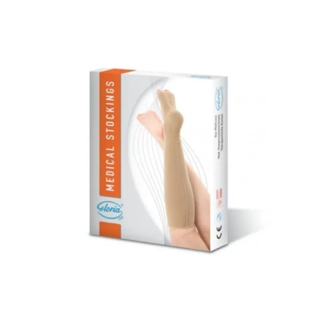 Gambaletto compressione Gloriamed KL1 beige taglia 6 punta aperta autoreggente Gambaletto compressione Gloriamed KL1 beige taglia 6 punta aperta autoreggente