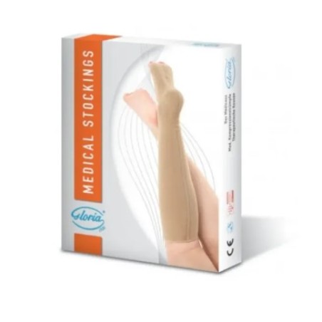 Gambaletto compressione Gloriamed KL1 beige taglia 6 punta aperta autoreggente Gambaletto compressione Gloriamed KL1 beige taglia 6 punta aperta autoreggente